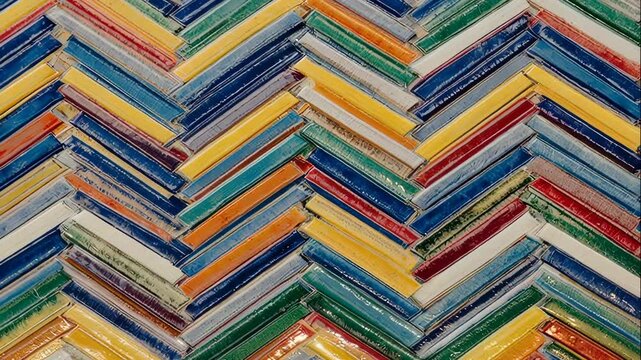 Colorful herringbone pattern with glossy rectangular elements