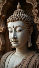 Serene Buddha Statue with Intricate Details and Calm Expression