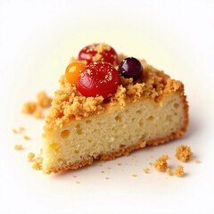 Delicious Slice of Cake with Colorful Candied Fruit Toppings