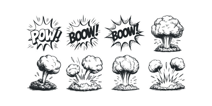 Comic book style explosions and sound effects collection - Powered by Adobe