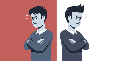 Two Angry Men Facing Away From Each Other Representing Conflict Disagreement and Opposition in Business or Personal Relationships