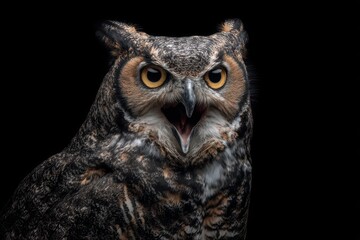 Fototapeta premium Majestic Owl Portrait Captivating Encounter with Nature's Nocturnal Hunter