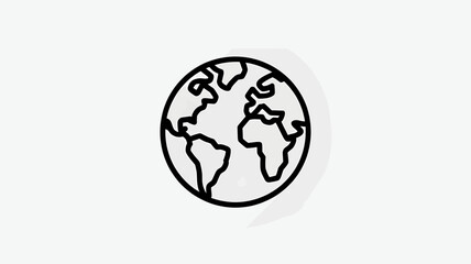 Obraz premium Earth globe icon simple line art vector illustration isolated on white background for app and web design
