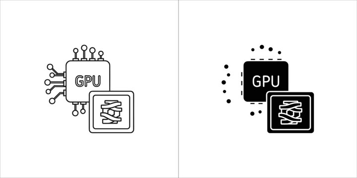 Gpu and tensor core line and glyph icon