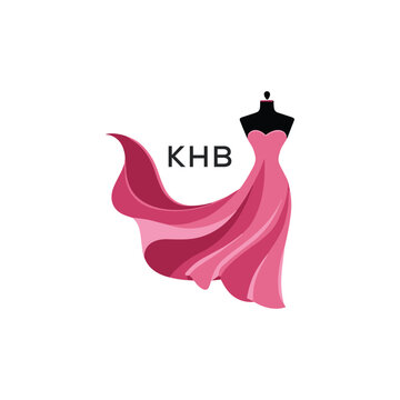 KHB Elegant Pink Fashion Dress Logo. KHB Mannequin Boutique & Bridal Shop Branding Luxury Fashion. KHB Logo Design.
