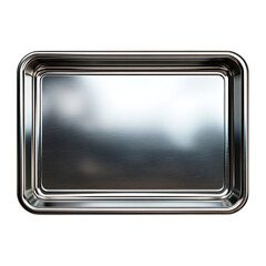 Top view of a stainless steel baking sheet, isolated on a transparent background, essential for any kitchen