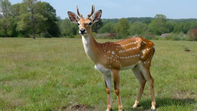 Close-up of a standing meadow sika deer