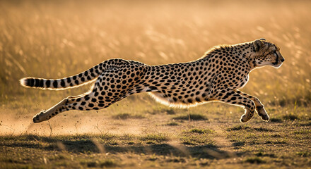 The Blur of the Savannah: Dynamic Shot of a Cheetah Running