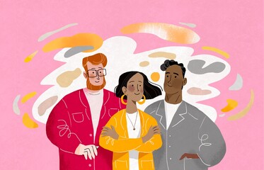 portrait of woman and men 