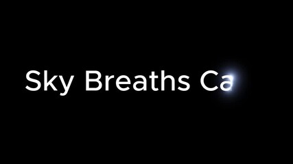 White text sky breaths calm centered on black background with a light glow on the right