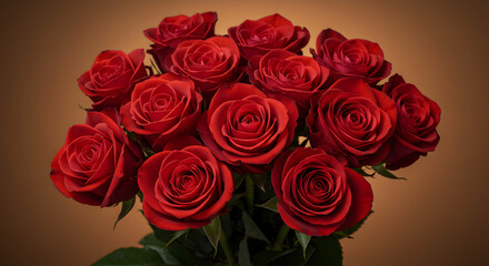 Obraz premium Classic Red Roses Bouquet: Fresh Red Rose Arrangement