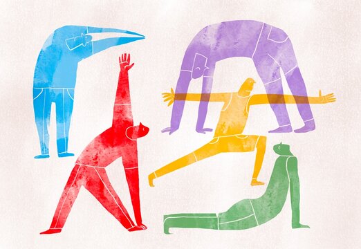 a person in various yoga poses