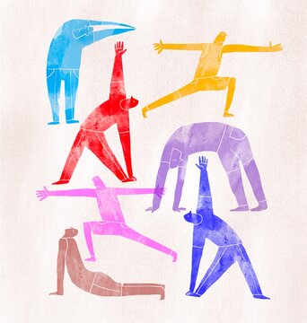 a person in various yoga poses