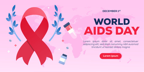 world aids day horizontal banner illustration in gradient style