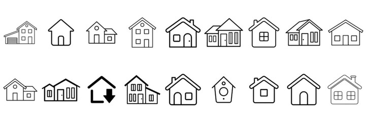 Set of wooden houses vector icons