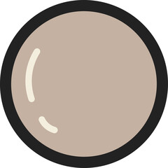 Cartoon illustration of a round orb with a black border and a beige fill featuring a curved white highlight on a transparent background