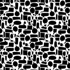 Black bubble speak doodle seamless pattern background