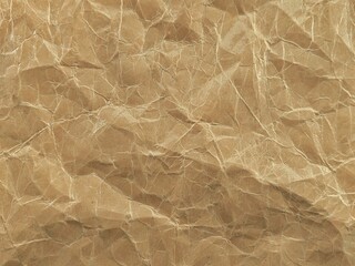 Old crumpled brown paper background with rough texture and natural creases. Vintage wrinkled brown paper surface with copy space for design.