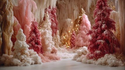 Enchanting Winter Wonderland with Faux Snowy Trees and Cozy Atmosphere for Holiday Decor Inspiration