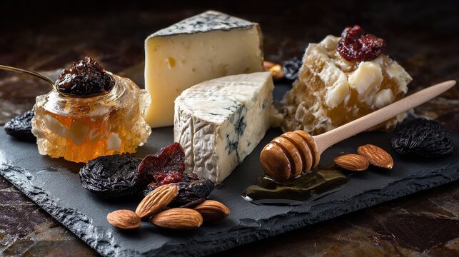 Artisanal Cheese Board with Fig Jam, Honeycomb and Nuts