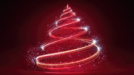 Glittering Red Spiral Christmas Tree Design for Festive Holiday Celebrations and Winter Events