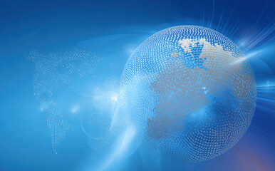 Abstract Blue Global Network Sphere