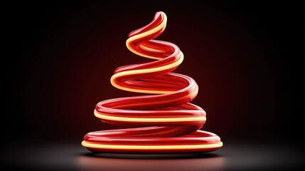 Vibrant Red Swirling Shape with Smooth Curves Against a Dark Background for Abstract Artistic Design