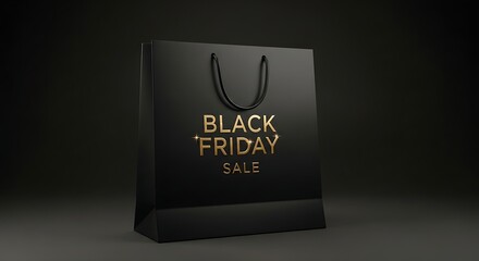 Elegant black friday shopping bag with gold lettering