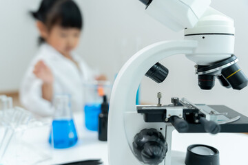 Children Scientist education scientific in laboratory. Medical child learning, Biotechnology,...