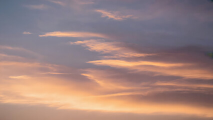 Wispy Clouds Illuminated by Sunset Light in a Pastel Sky