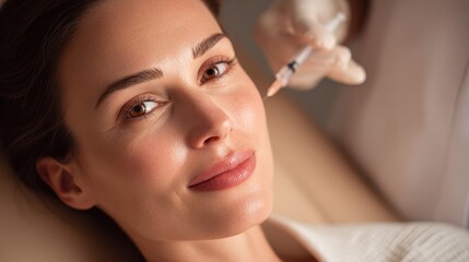 Aesthetic Treatment with Woman and Doctor in Luxury Clinic