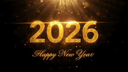 Happy New Year 2026 Neon Christmas Celebration Sign Illustration