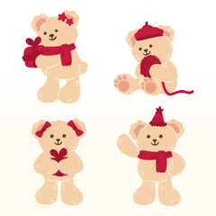 Naklejka premium Adorable Christmas Festive Teddy Bears Collection