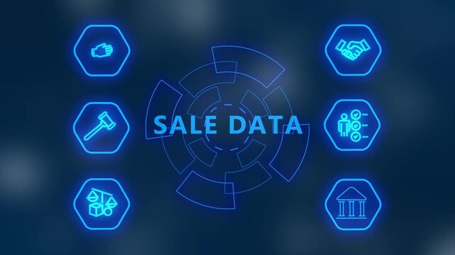 Sell business concept on a flashing computer monitor with moving graphs and data ,digital interface connection and communication concept. networking, social media connection concept. - Powered by Adobe