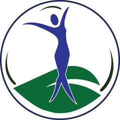 Joyful Human Figure Embracing Nature and Wellness Logo