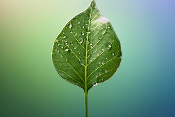 Beautiful Close-Up of a Leaf with Dew Drops Showcasing Natural Elegance and Promoting Eco-Friendly Lifestyle and Environmental Education Projects
