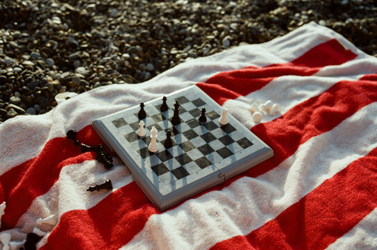 Playing chess on a beach