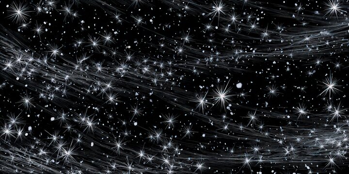 Abstract Digital Art of Glittering White Particles Against Black Background