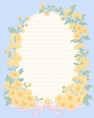 Delicate Floral Stationery with Chrysanthemum Border