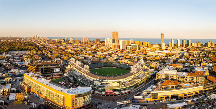 Aerial Panoramic of Chicago Cubs Wrigley Field, Chicago, Illinois&rdquo; November 4 of 2025 