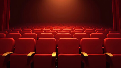 Fototapeta premium Empty Cinema Hall with Red Seats 