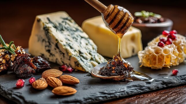 Artisanal Cheese Board with Fig Jam, Honeycomb and Nuts