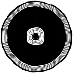 Abstract circular pattern with concentric rings and a square center