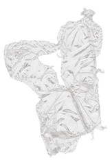 Elegant white fabric gracefully floating, isolated on transparent background