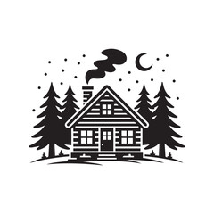 Fototapeta premium Cozy log cabin in the woods