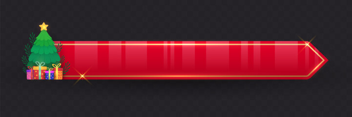 Elegant Red and Gold Christmas Banner with Christmas tree and gifts for Festive Lower Third Overlay for Holiday Video or Promotion