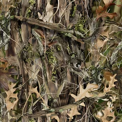 Vector camouflage design. Seamless pattern. Hunting camouflage. Forest background. Jungle texture. Digital camouflage. Abstract. Real tree hunting camouflage pattern. Tree, leaves and stems texture   © Umer