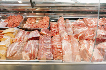 Fresh Meat Display at Butcher Shop