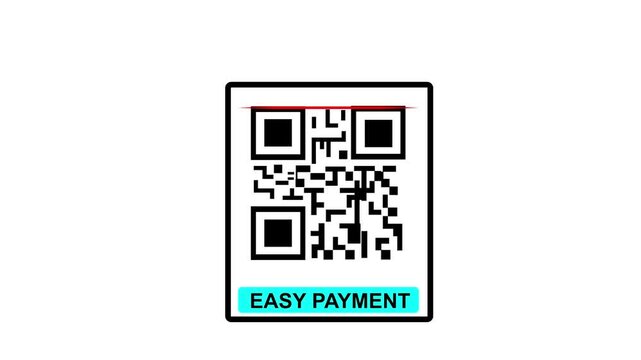 Scanning QR Code with Smartphone. Scan QR code barcode Easy Payment animation . QR code Easy Payment , cashless technology concept.4k motion video..