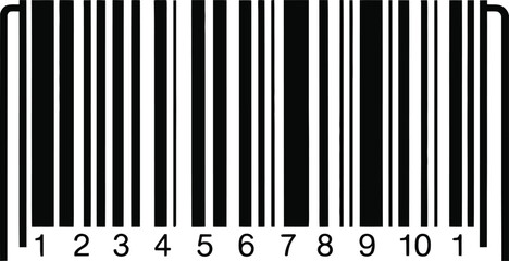 Black and White Barcode Icon Minimal Vector Illustration on White Background